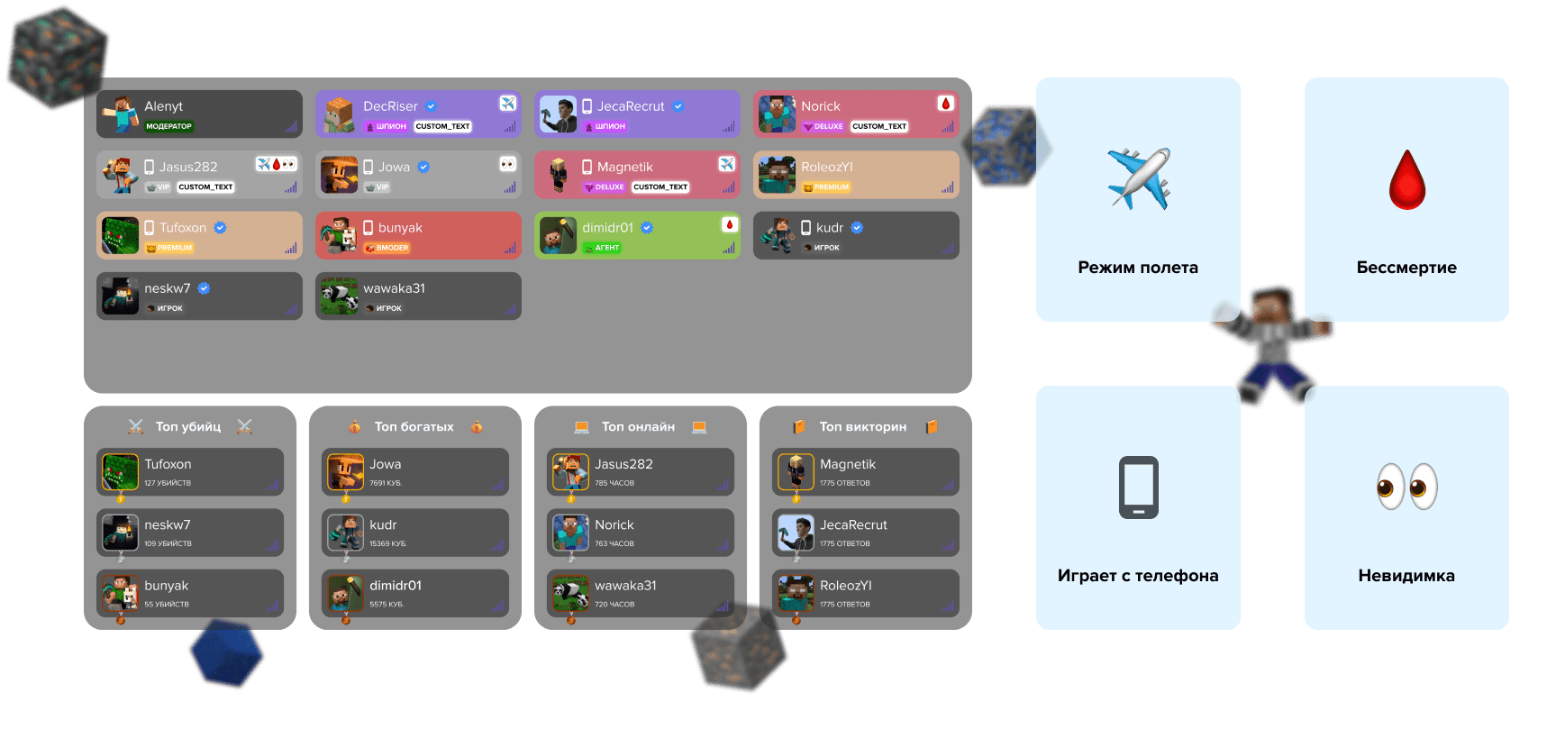 CubixTab - обновление дизайна со списком игроков